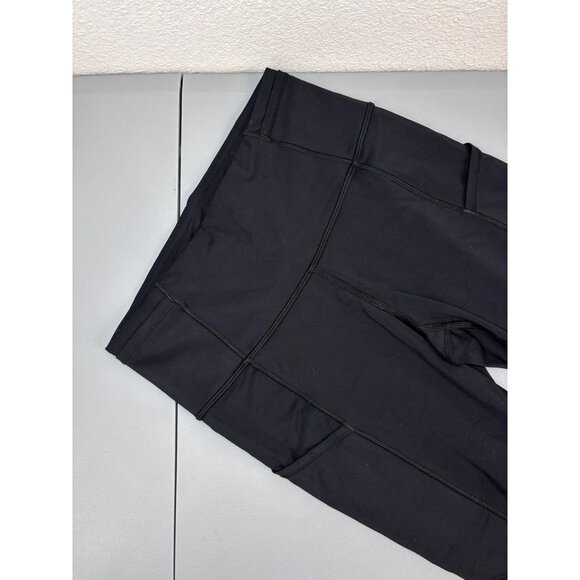 Lululemon women's 4 black fast and free high rise crop leggings pockets athletic - Picture 3 of 6
